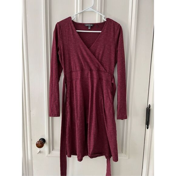 Toad & Co maroon wrap v-neck dress S - Picture 1 of 5